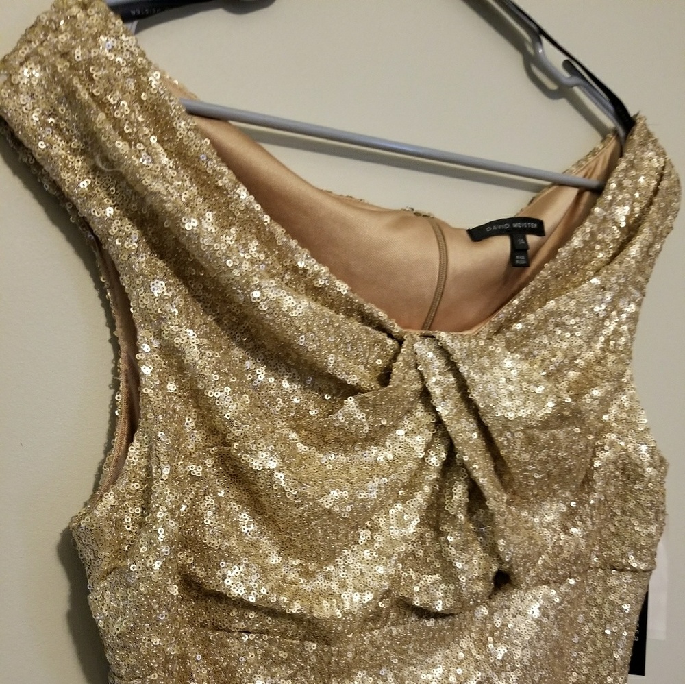 Gold sequin cocktail dress - size 14
